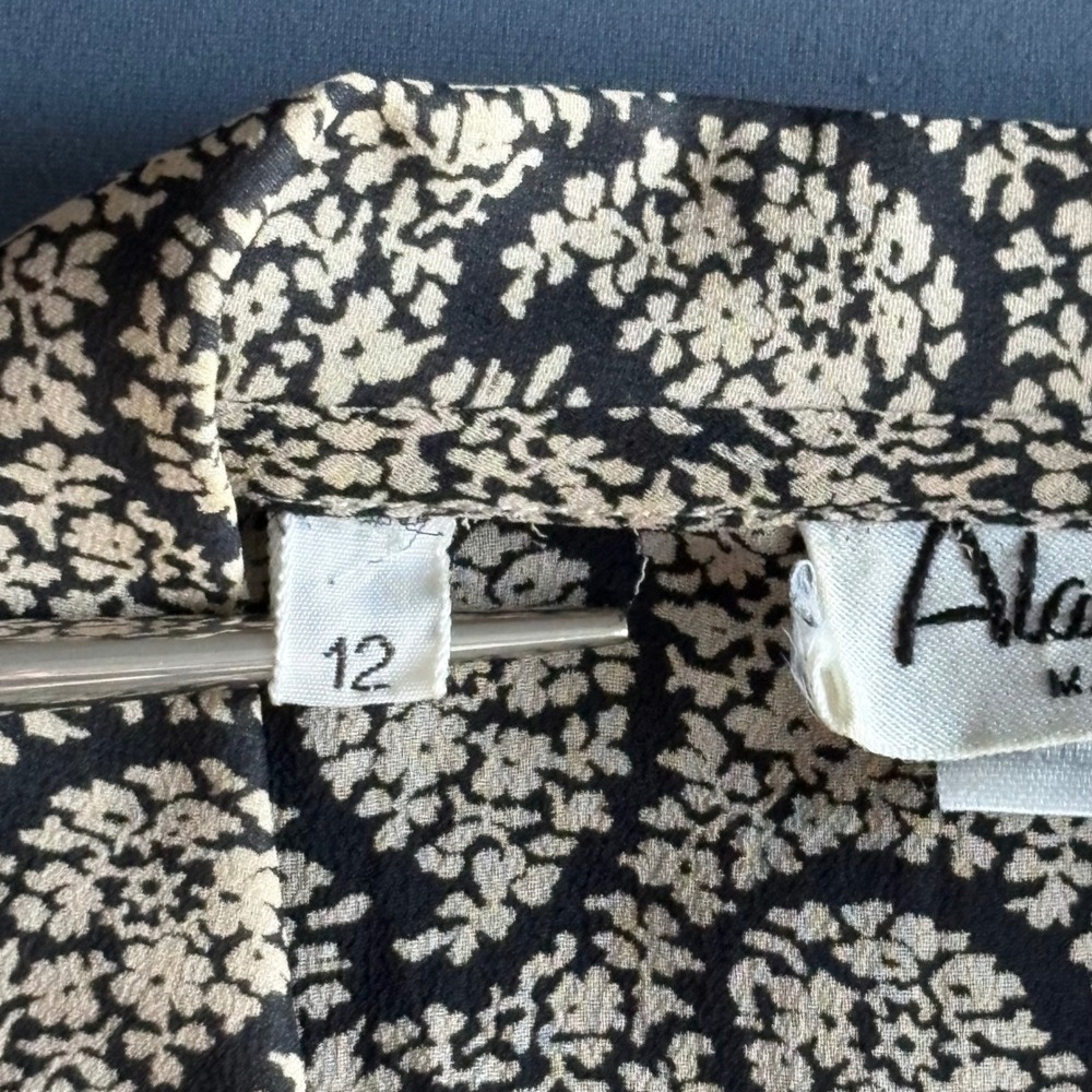 Alan Austin Vintage 100% Silk Blouse | Size 12‎ | Black Cream Paisley - Picture 9 of 9